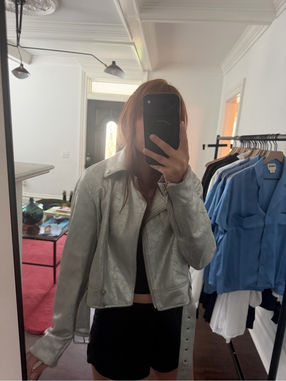 Zara Silver Metallic Biker Jacket